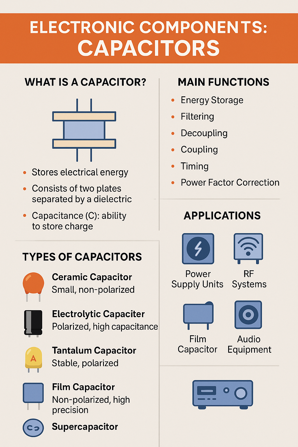 Capacitors Types, Functions, and How They Work in Circuits