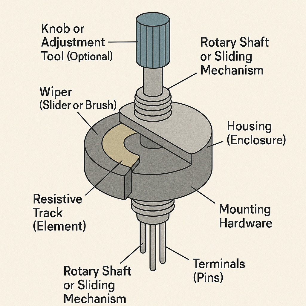 Components of a Variable Resistor and Their Functions