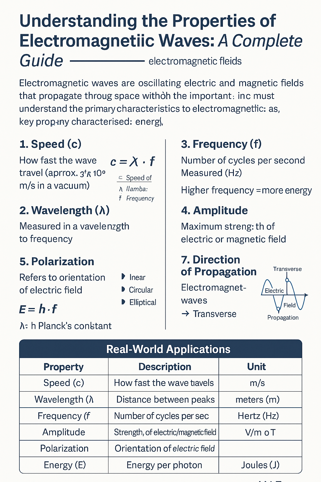 Properties Electromagnetic Waves