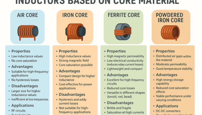 Understanding Inductors Based on Core Material: Types, Properties, and Applications