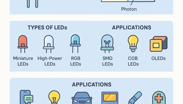 Light Emitting Diode (LED): Working Principle, Types, Applications, and Advantages