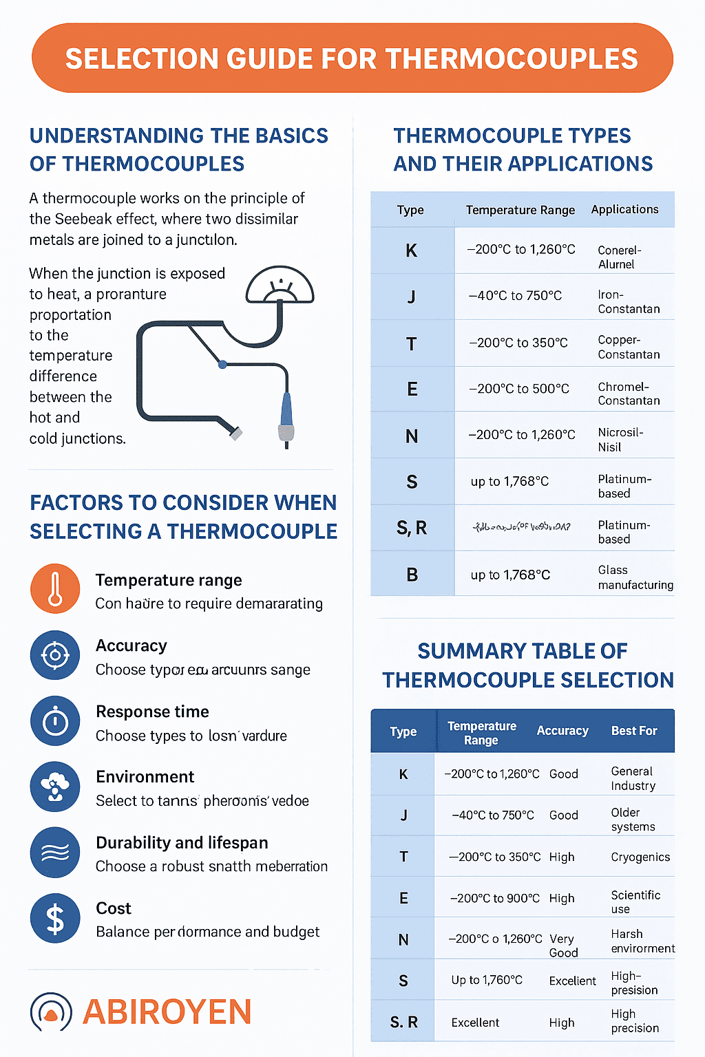 Selection Guide for Thermocouples