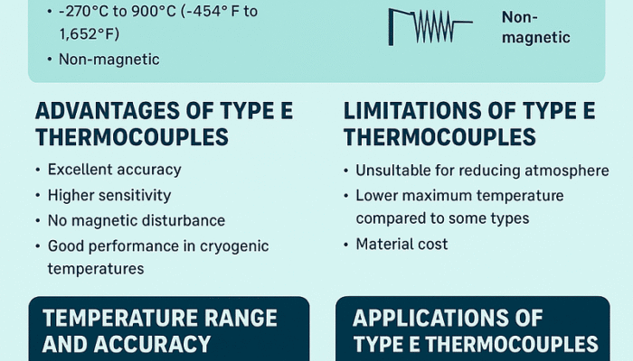 Thermocouples Type E (Nickel-Chromium / Constantan): Features, Advantages, and Applications