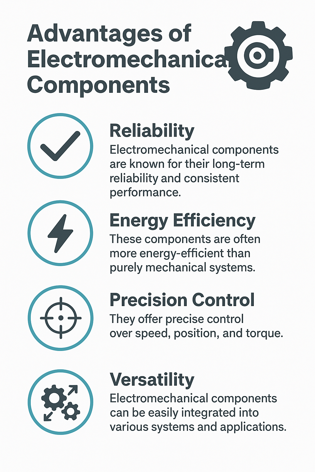 Advantages of Electromechanical Components Infographic