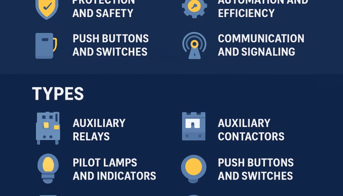Auxiliary Components in Electrical Systems Infographic