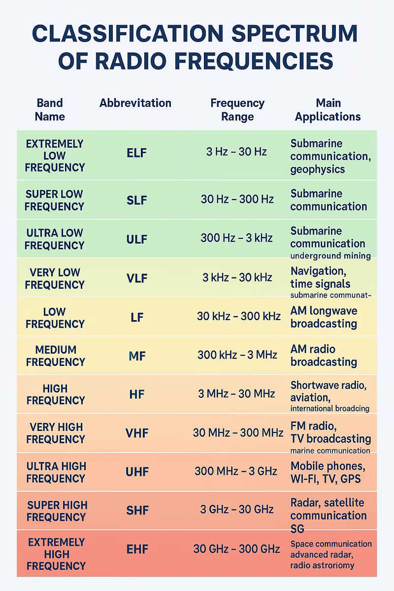 Classification Spectrum Radio Frequencies