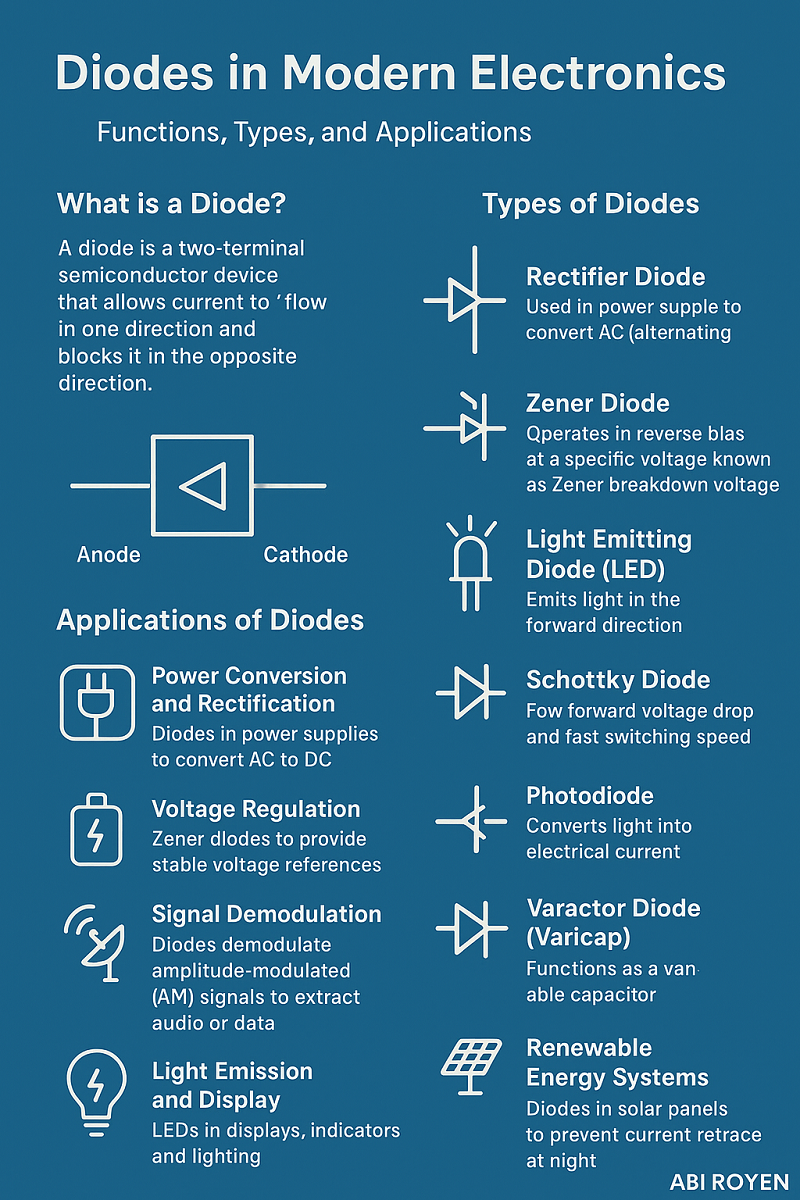 Diodes in Modern Electronics Infographic
