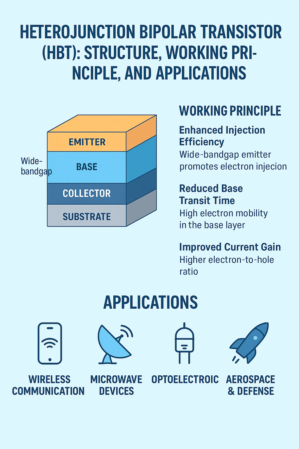 Heterojunction Bipolar Transistor (HBT): Structure, Working Principle, and Applications