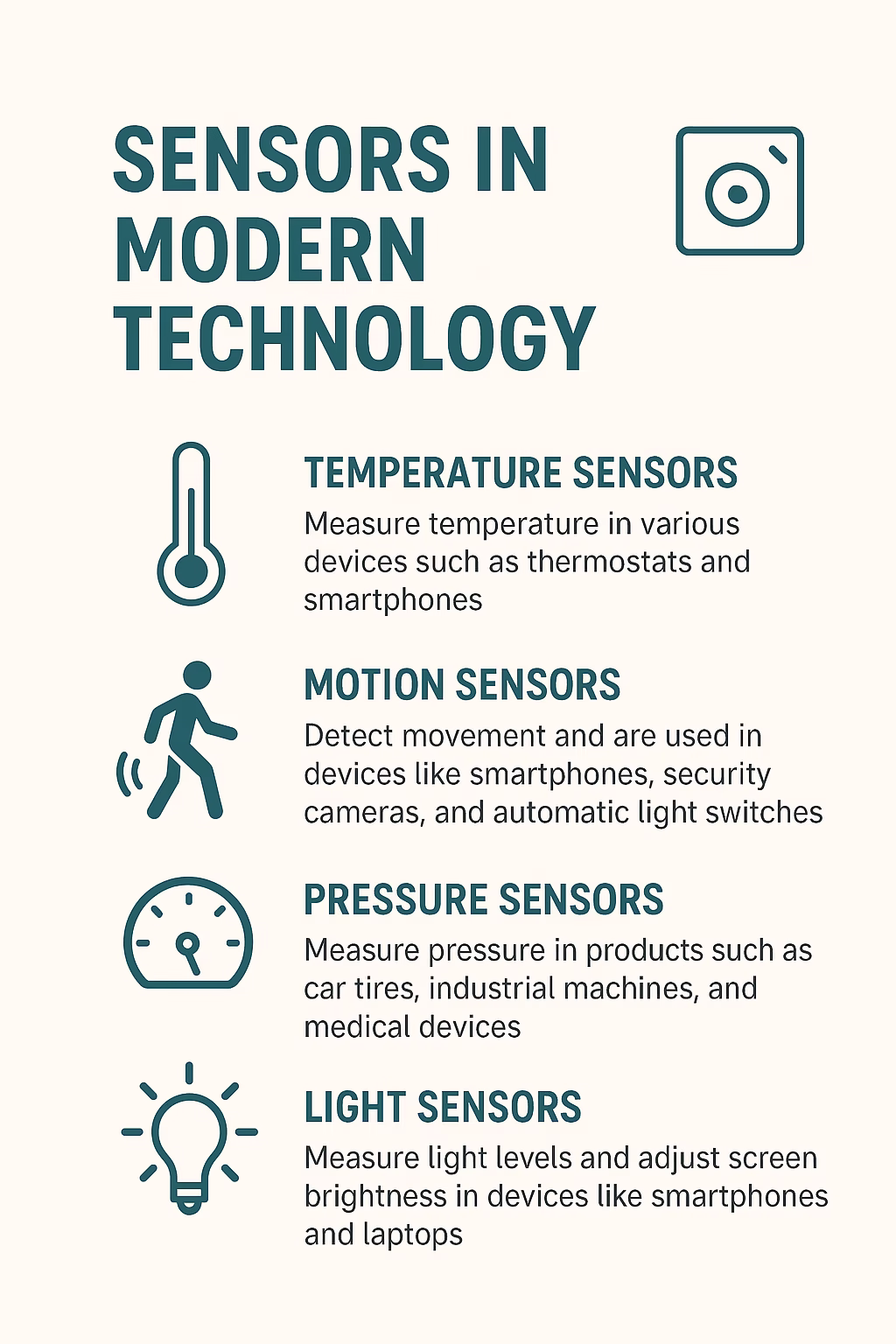 Sensors in modern technology infographic