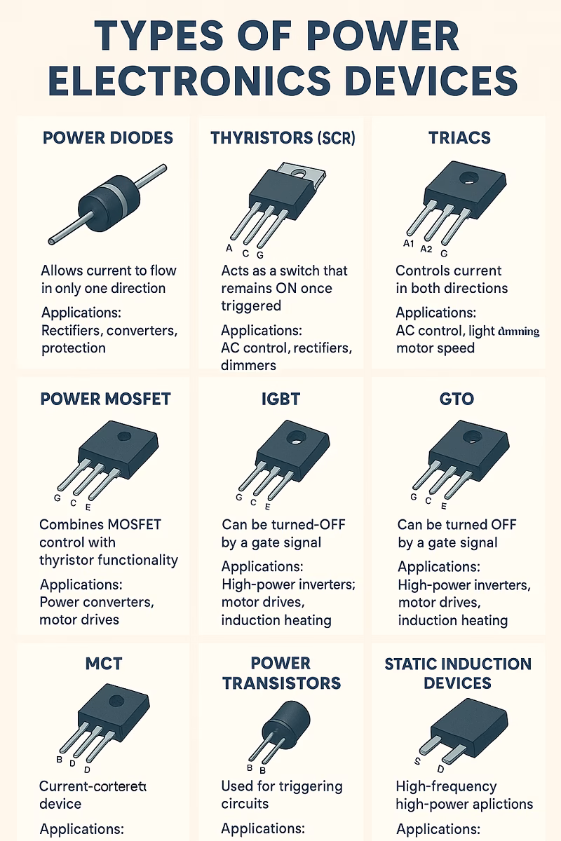 Types Power Electronics Devices Infographic